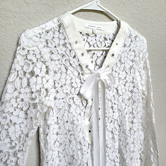 Endless Rose Lace Top Womens Small White Summer Cottage Boho Floral Feminine - Picture 9 of 12